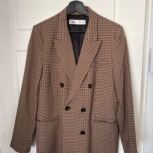 Zara Tan and Black Checkered Men's Blazer